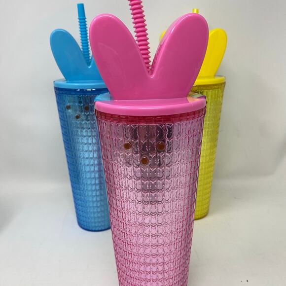 Complete set of PEEPs bunny double wall tumblers blue pink yellow 24 oz BPA free - Picture 10 of 10